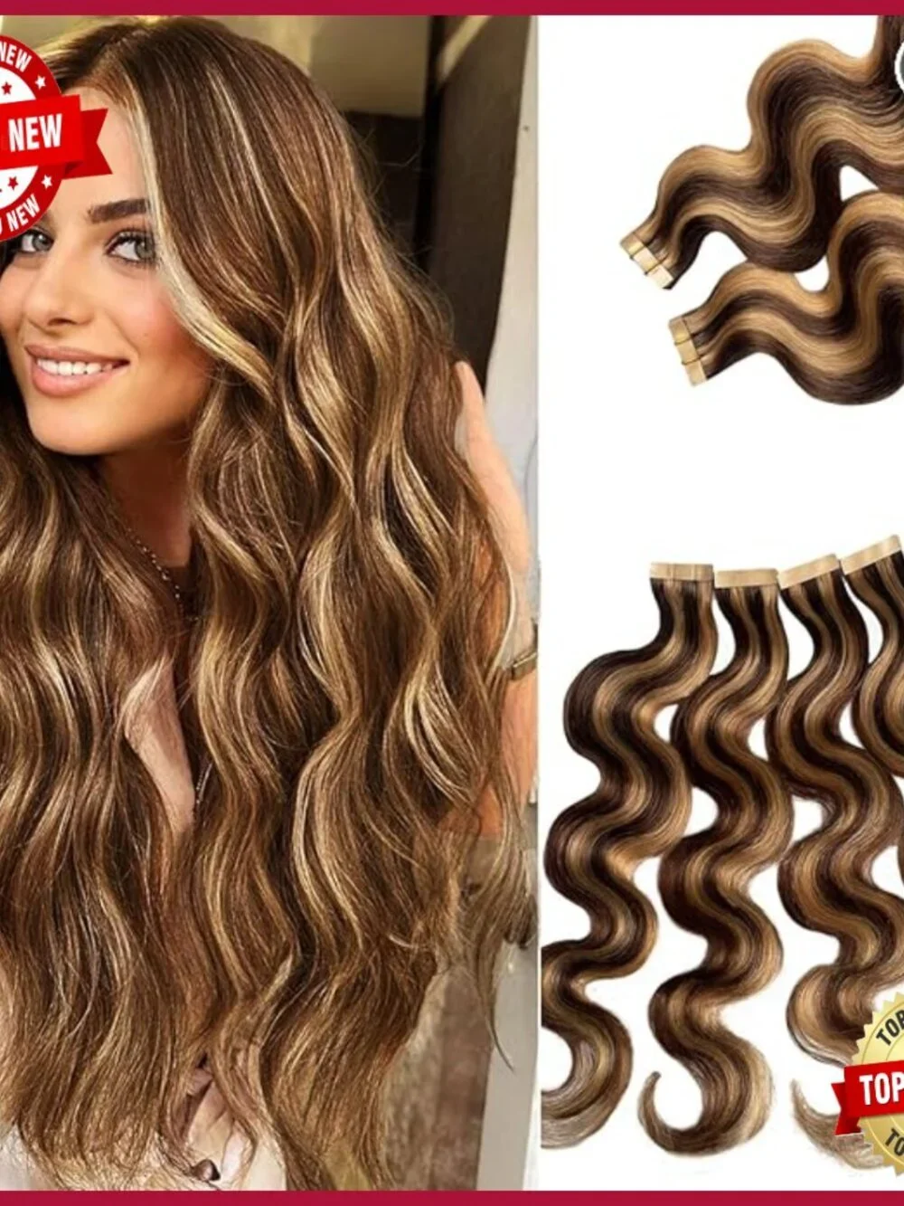 22 Inch Human Hair Tape In Extensions 20pcs Body Wave Seamless Weft